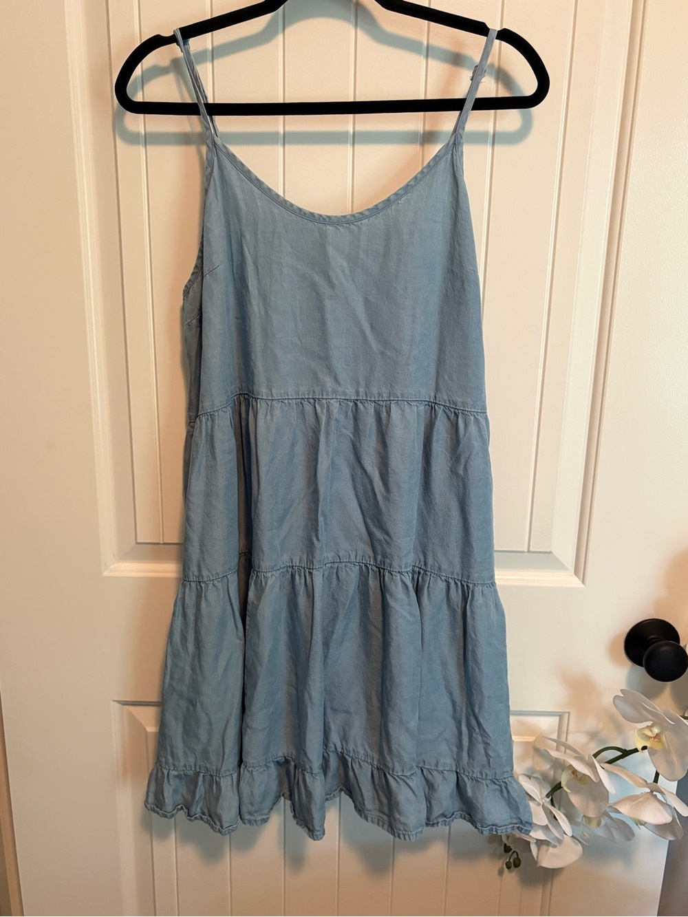 Mossimo Supply Co. Light Blue Tiered Spaghetti Strap Dress